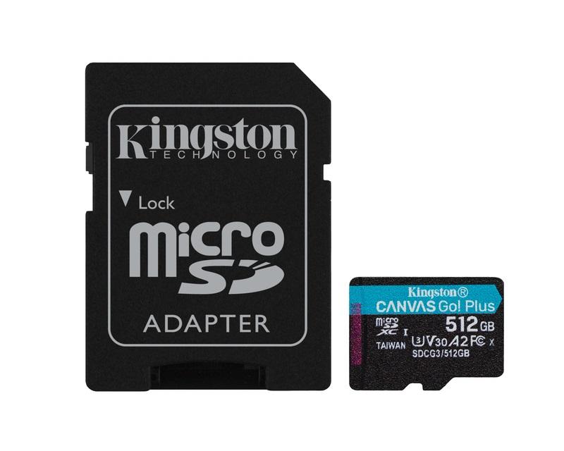 KINGSTON MicroSDXC 512GB Canvas Go Plus 170R A2 U3 V30 + adapter SDCG3/512GB