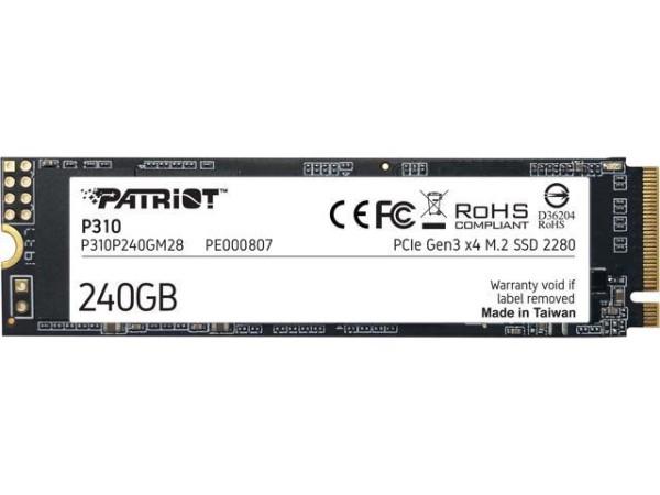 PATRIOT M.2 NVMe 240GB P310 1700 MB/s/ 1000 MB/s P310P240GM28