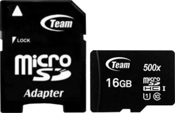 Selected image for TEAM GROUP Micro SDHC 16GB UHS-I +SD Adapter TUSDH16GCL10U03 crna