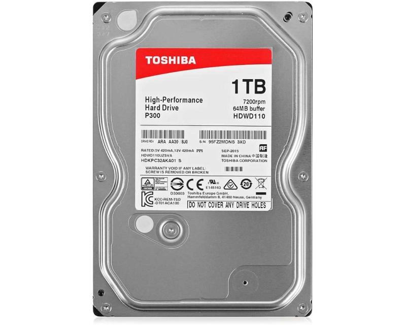TOSHIBA Hard disk 1TB 3.5" SATA III 64MB 7.200rpm HDWD110UZSVA P300 series bulk