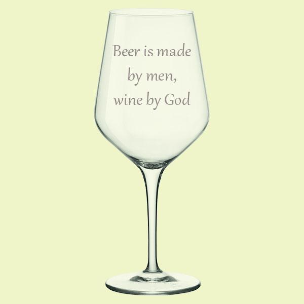 Selected image for HAPPY PUMPKIN Čaša za vino ''Beer is made by men, wine by God''