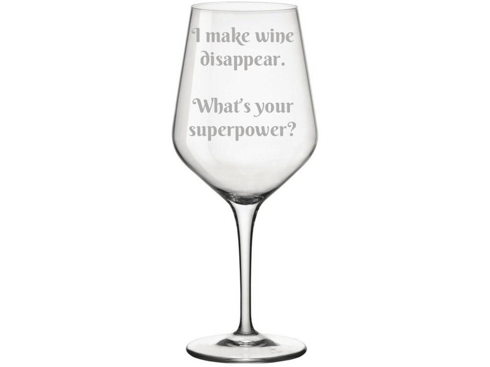 HAPPY PUMPKIN Čaša za vino ''I make wine disappear. What's your superpower''