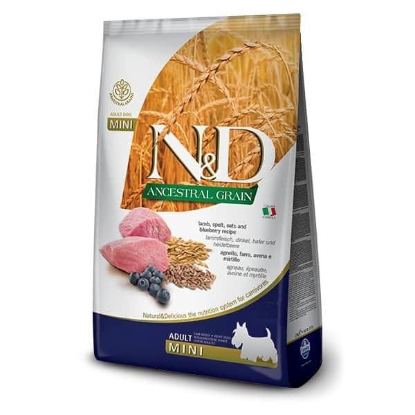 N&D Ancestral grain Mini Adult Hrana za pse, Ukus jagnjetine i borovnice, 7kg