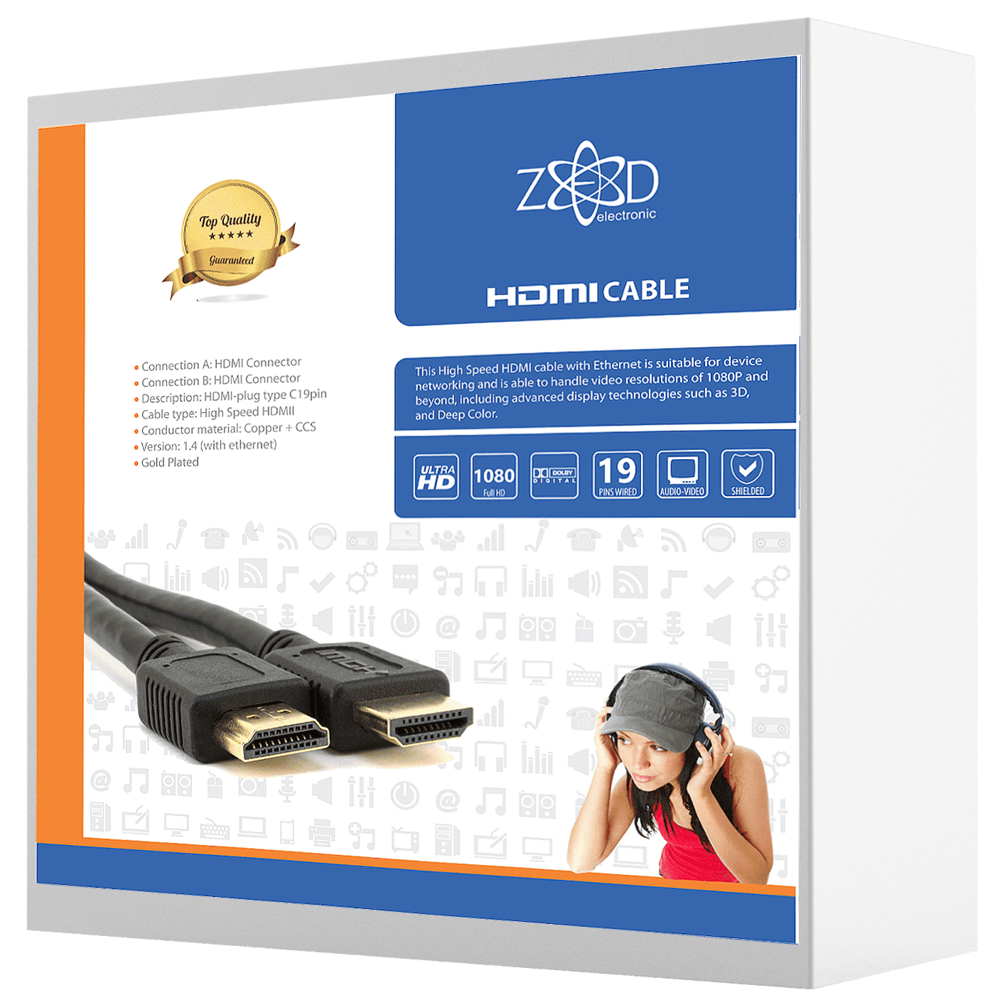 Selected image for ZED ELECTRONIC HDMI Kabl 1.4, 15 m crni