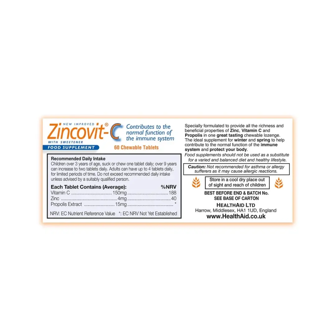Selected image for HEALTH AID Lozenge za žvakanje Zincovit -C 60/1