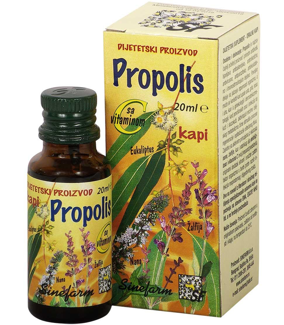 SINEFARM Propolis kapi sa nanom, žalfijom, eukaliptusom C vitaminom 20 ml