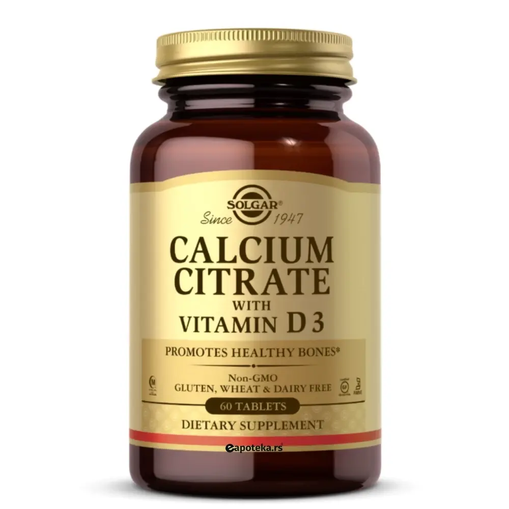SOLGAR Kalcijum Citrat + vitamin D A60