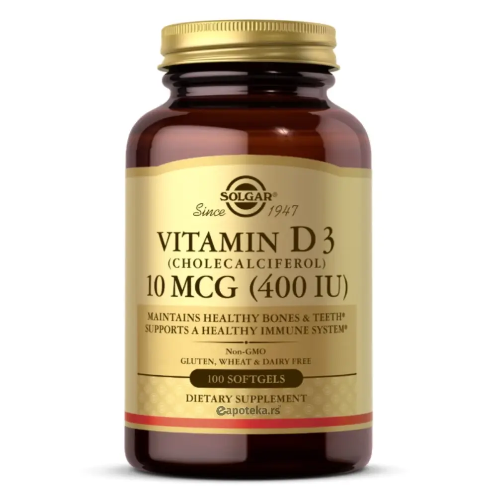 SOLGAR Vitamin D3 10 mcg 100 kapsula