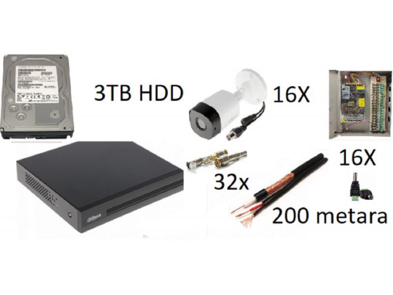 DAHUA -16 Set DVR 16CH+ 16X HAC-B1A21-0360B + 2xRG59100m sa2X0.75 SA+3tb HDD kućište