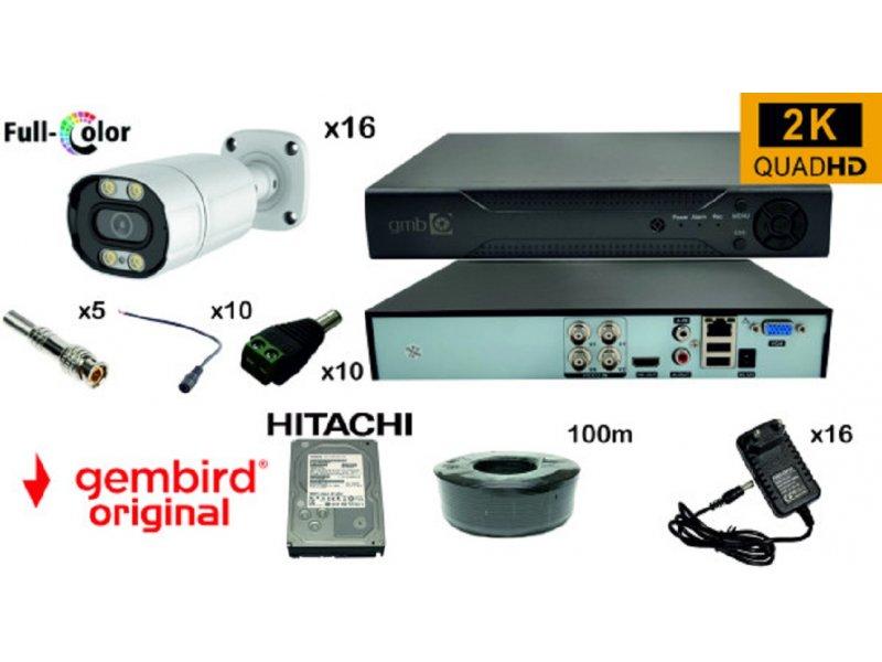GEMBIRD GMB-03 Set Kamera za video nadzor 3tbHDD +16x CAM-AHD5MP-HAU60W rg59+100m bnc+dc konekt full color