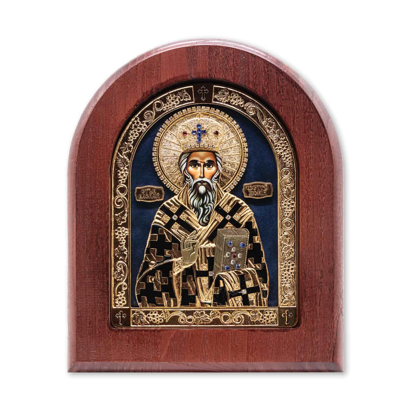 Ikona u drvetu Sveti Vasilije Ostroški, 170x205x22mm