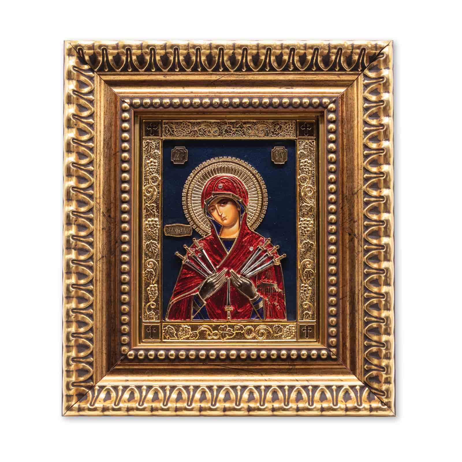 Ikona u ramu Presveta Bogorodica Sedmostrelna, 220x255x32mm