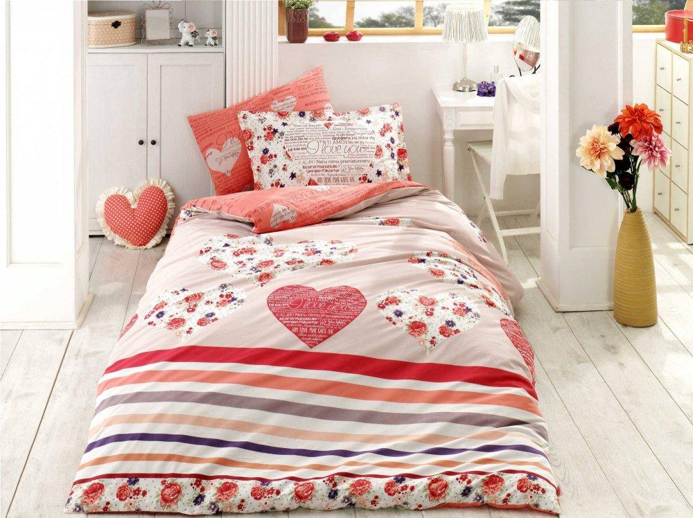 L'Essentiel Maison Poplin komplet posteljina Bella, 160x220cm, Crveno-roze