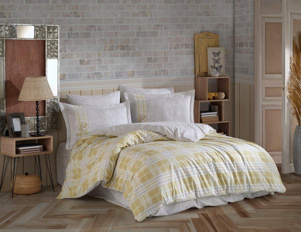 L'Essentiel Maison Poplin komplet posteljina Denim, 160x220cm, Žuto-bela