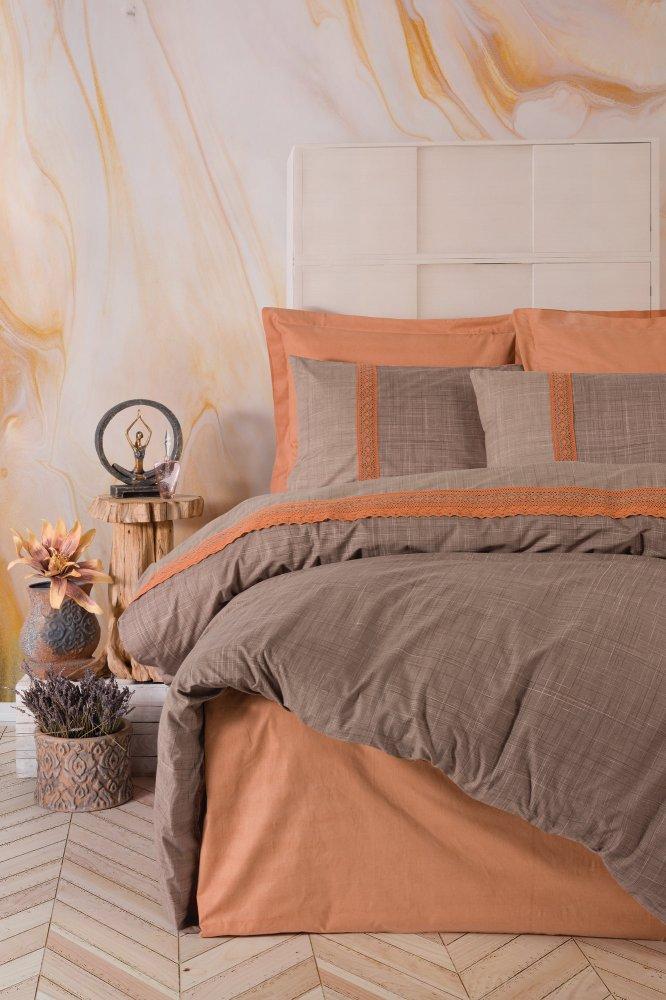 L'Essentiel Maison Ranforce komplet posteljina Hazel Tile, 200x220cm, Braon-narandžasta