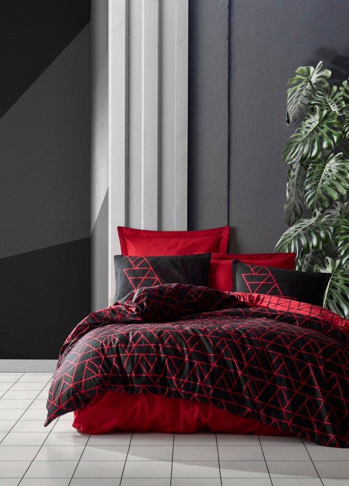 L'Essentiel Maison Ranforce komplet posteljina Shadow Claret, 200x220cm, Crveno-crna