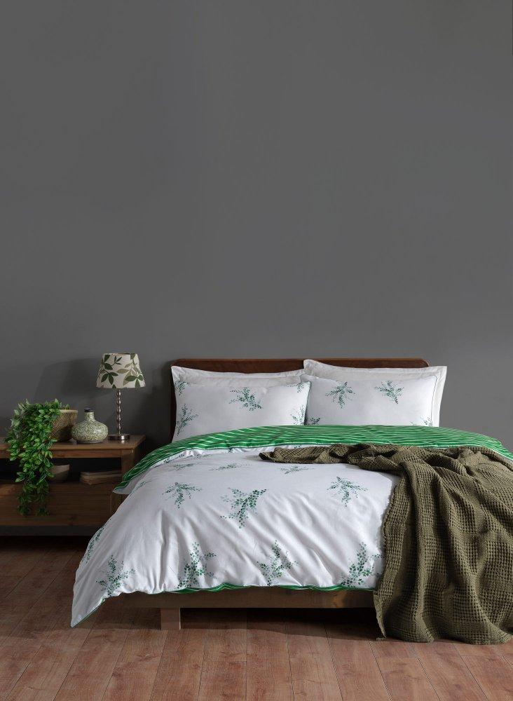 L'Essentiel Maison Ranforce posteljina Meltem, 135x200cm, Zeleno-bela
