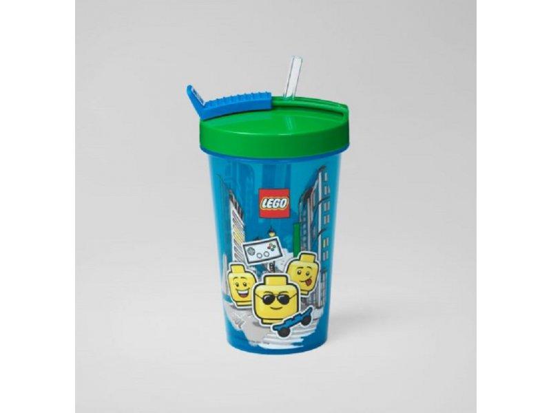LEGO Čaša sa poklopcem i slamkom za dečaka 500ml plava