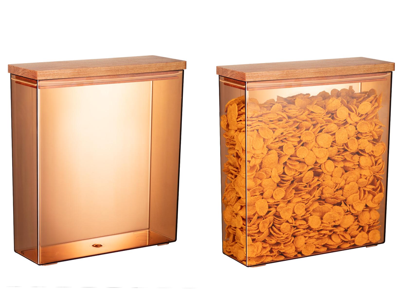 MADAME COCO Lucille Kutija za čuvanje hrane sa drvenim poklopcem, 3000ml, 7x20.6x23cm, Braon