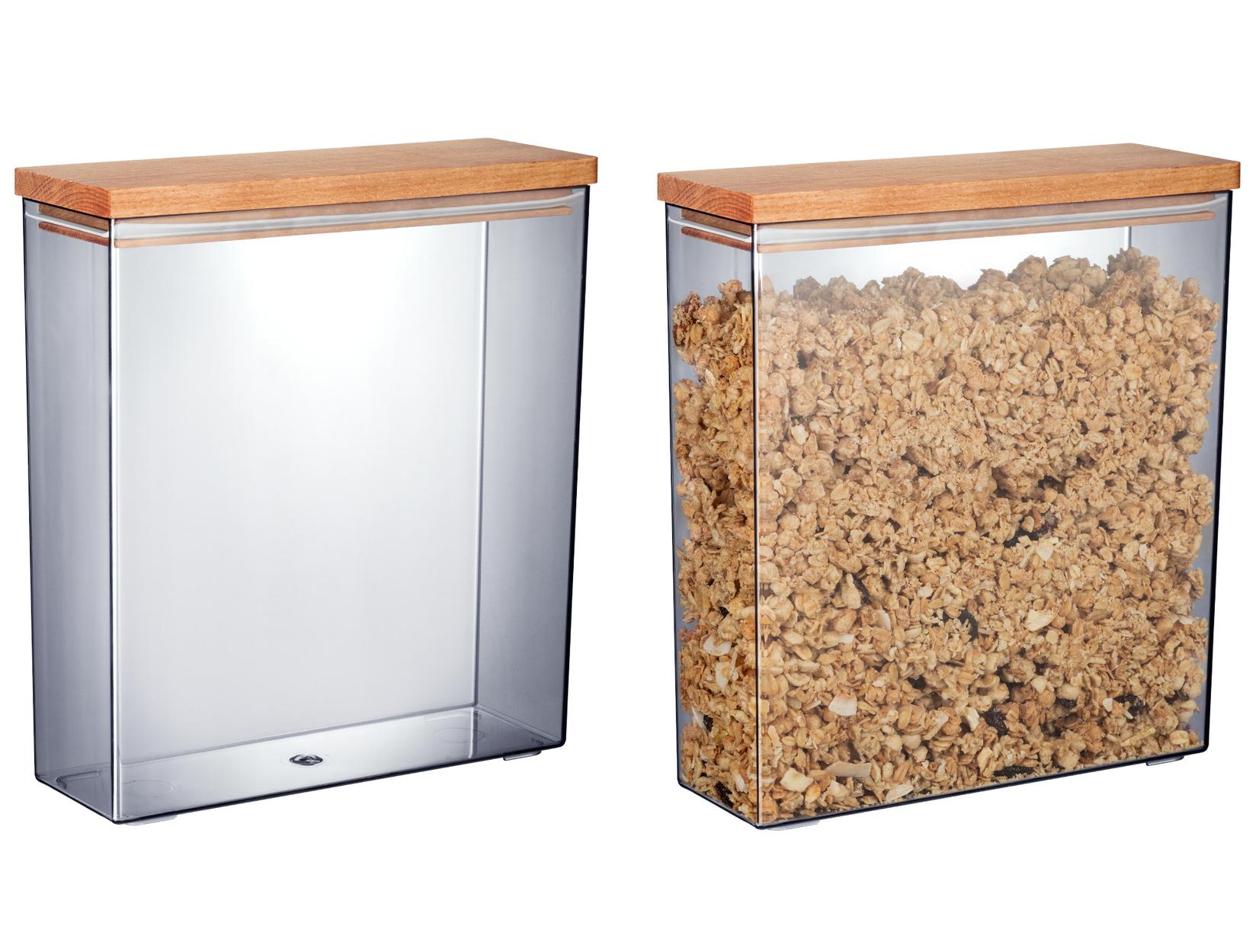 Selected image for MADAME COCO Yuviera Set kutija za čuvanje hrane sa drvenim poklopcem, 2kom, 3000ml, 7x20.6x23cm, Sive