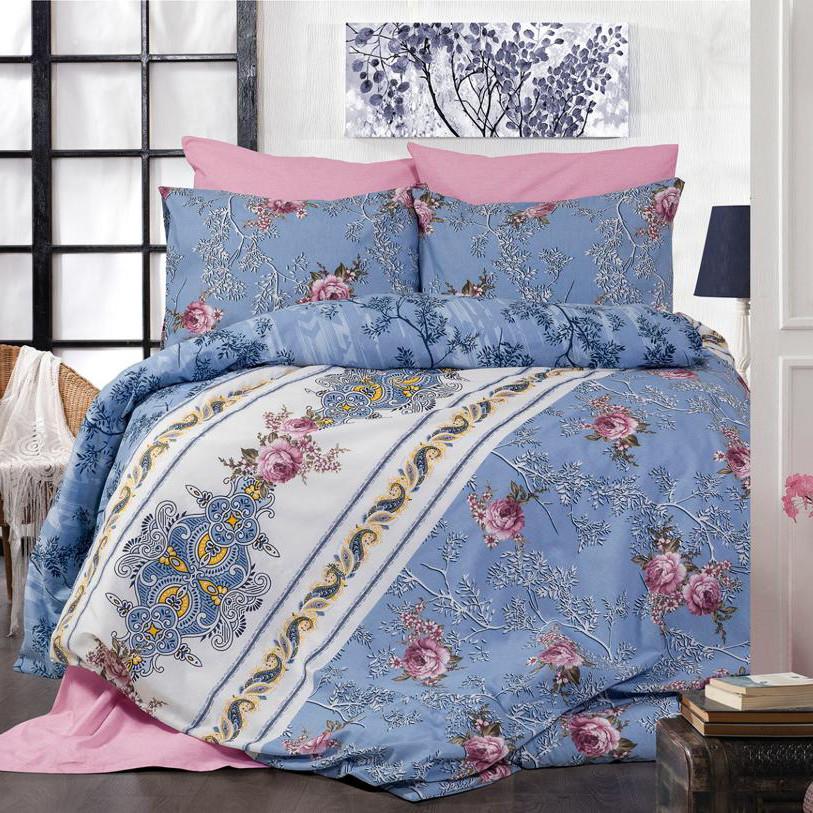 Selected image for Mille Notti Colorful Dreams Pamučna posteljina za bračni ležaj, 200x220 cm, Plavo-roze