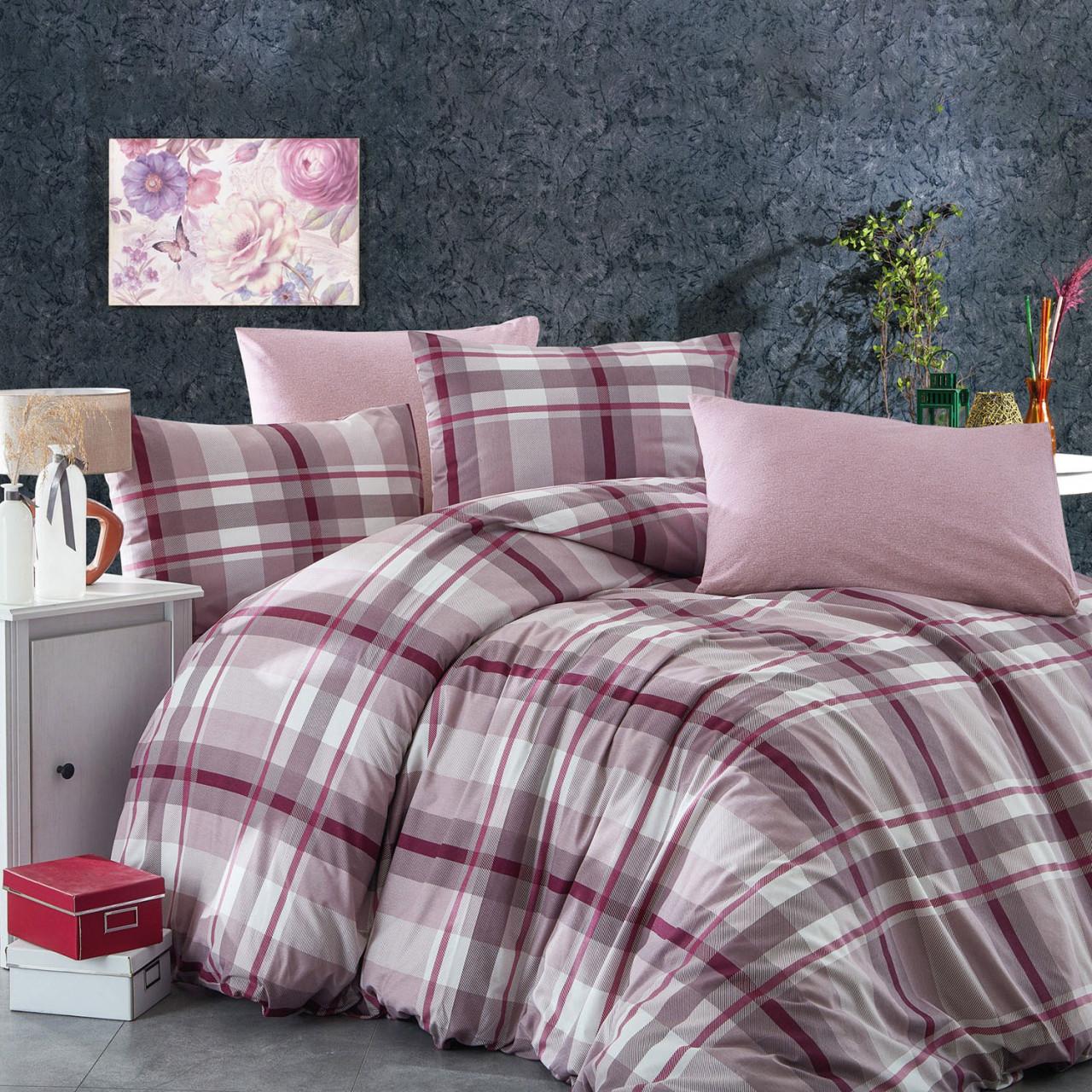 Selected image for Mille Notti Plaid Red Pamučna posteljina za bračni ležaj, 200x220 cm, Roze