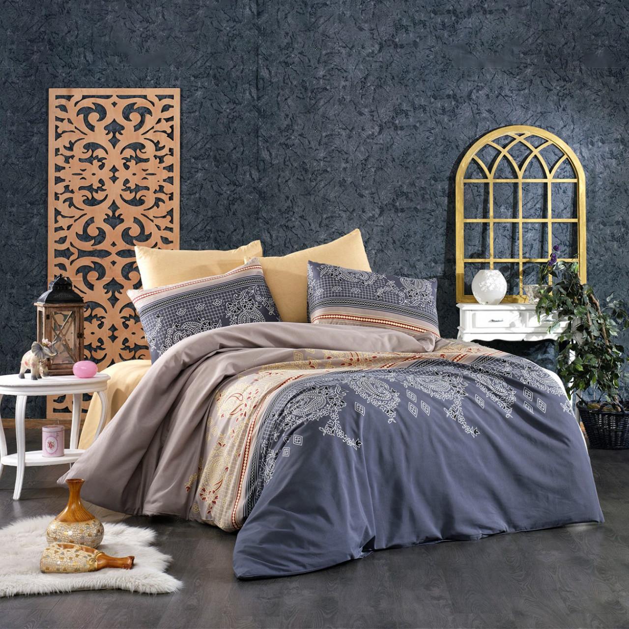 Selected image for Mille Notti Sahara Pamučna posteljina za bračni ležaj, 200x220 cm, Žuto-siva