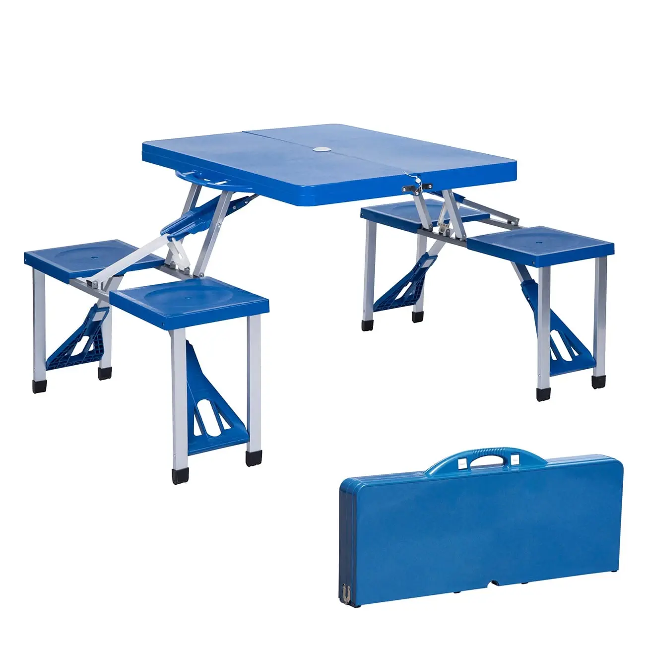 Sklopivi sto sa klupama, Plavi, 135 x 85.5 x 66 cm