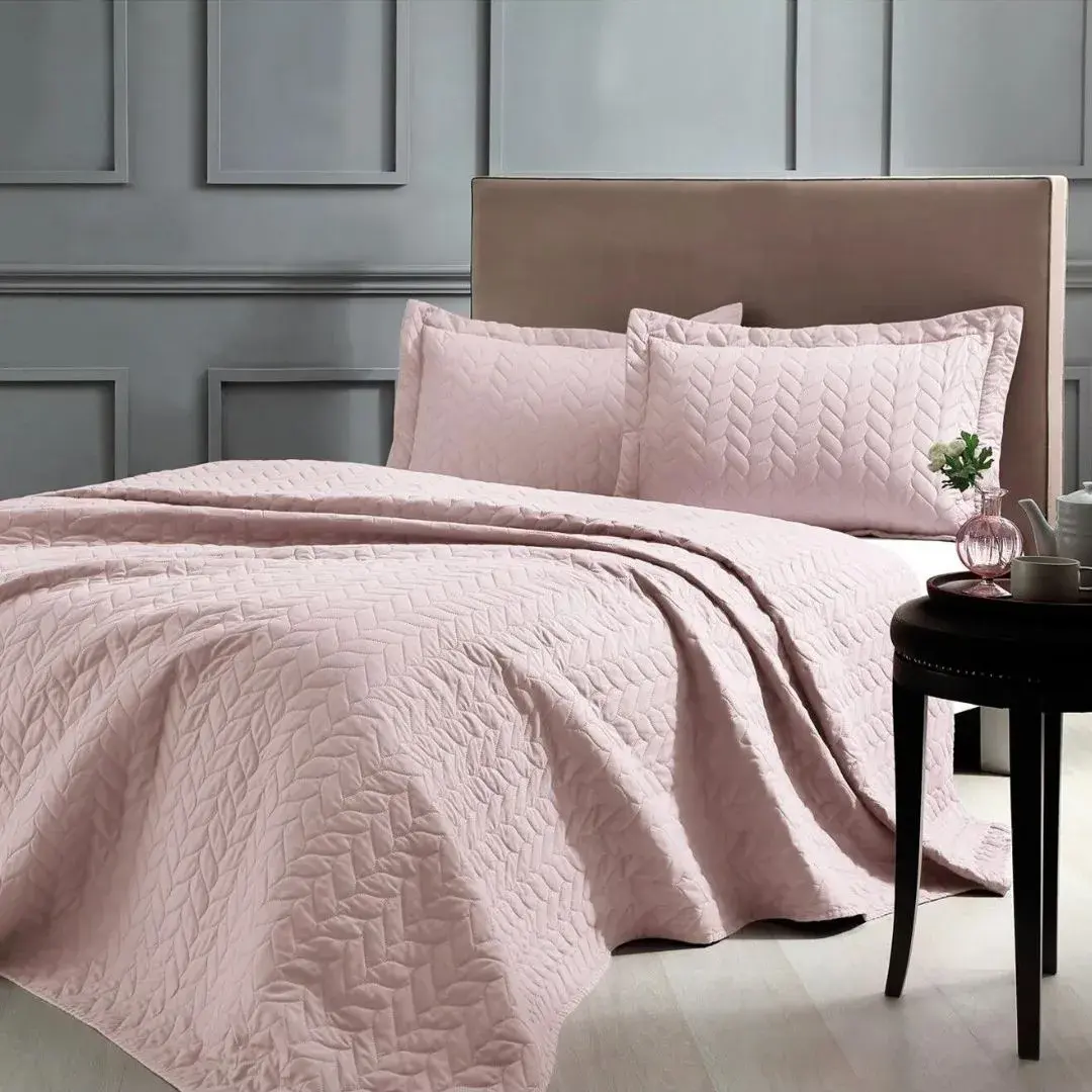 Tac Glory Set prekrivač za krevet i 2 jastučnice 71304200, 250x260 cm, Roze