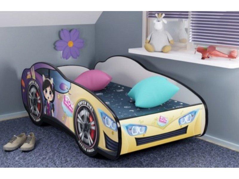 TOP BEDS Dečiji krevet, GIRL CLARA, Trkački auto, 160x80cm, Žuti, 74030