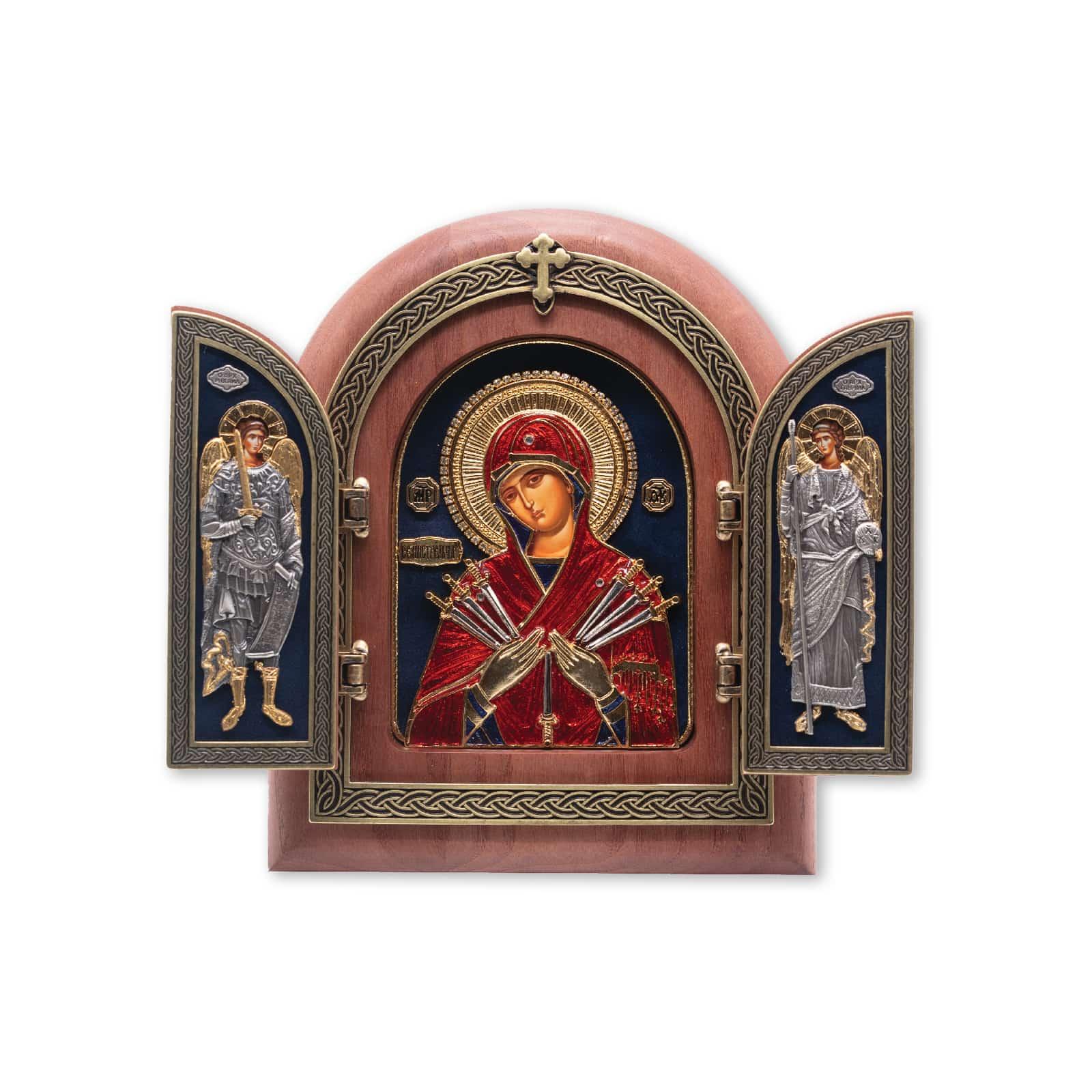 Triptih Presveta Bogorodica Sedmostrelna, 220x255x32mm