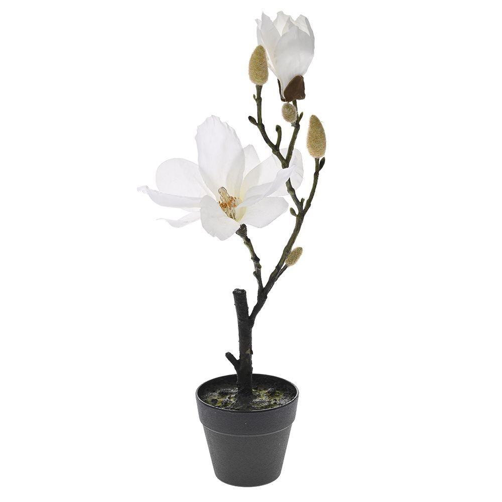 Veštački cvet magnolija u saksiji 40cm bela