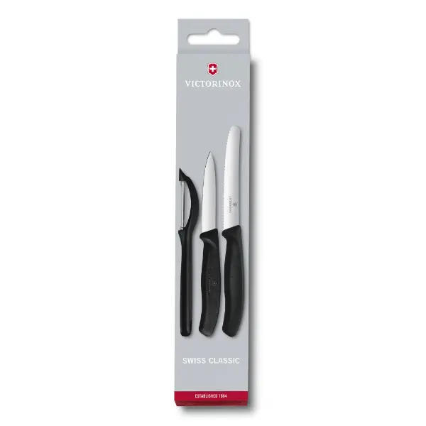 VICTORINOX Set kuhinjskih noževa i ljuštilice 3/1 crni