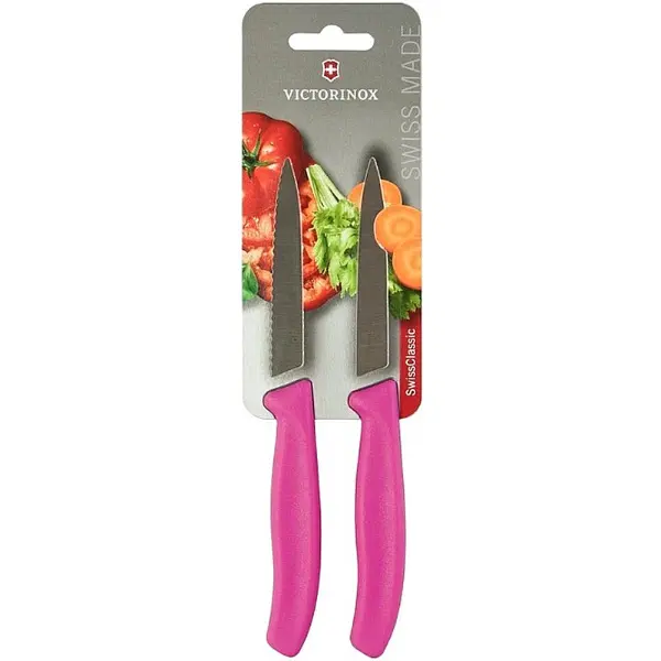 VICTORINOX Set kuhinjskih noževa, reckasti i ravni 2/1 roze