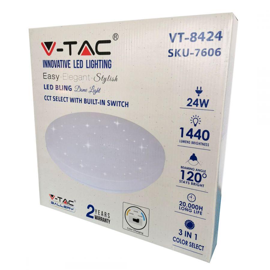 Slike VTAC LED Plafonjera 24W STAR EFFECT 3/1 IP20 bela