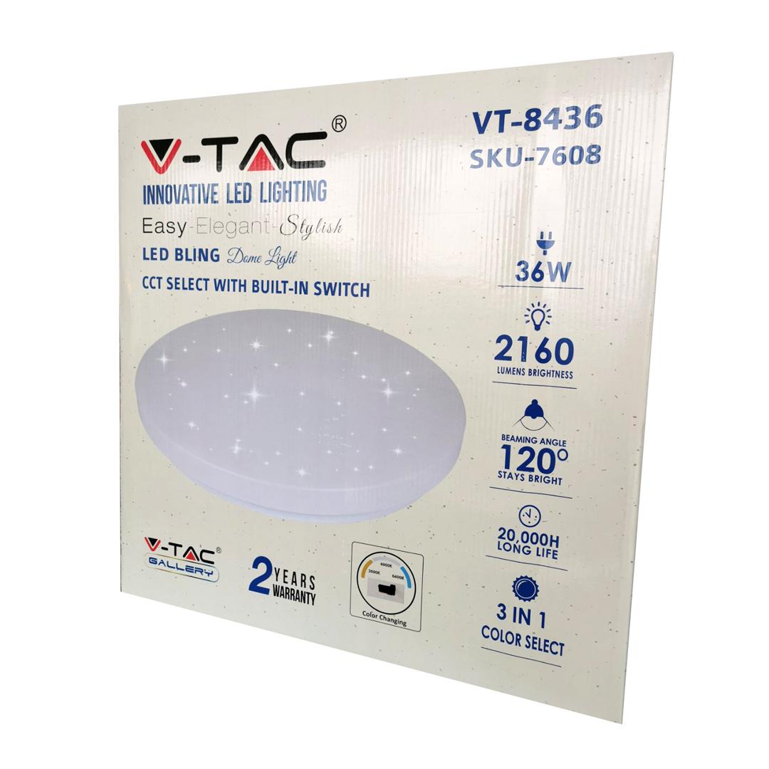 Slike VTAC LED Plafonjera 36W STAR EFFECT 3/1 IP20 bela