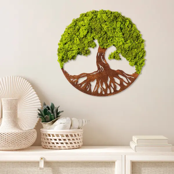 Selected image for Zidna dekoracija drvo sa zelenilom MDF 44x44 cm