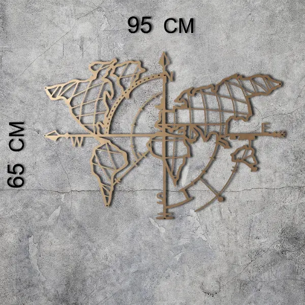 Selected image for Zidna dekoracija kompas karta 65x95 cm zlatna