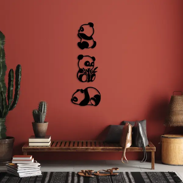 Selected image for Zidna dekoracija tri male pande crna