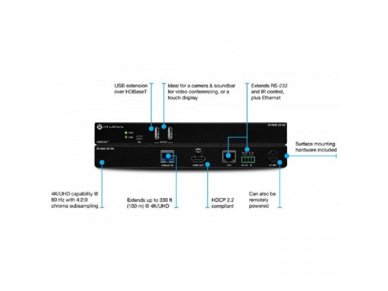 Selected image for ATLONA HDMI prijemnik AV signala sa USB,PoE,IR,RS232 AT-OME-EX-RX, Omega 4K/UHD