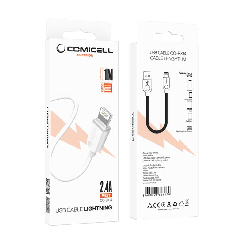 Selected image for COMICELL USB data kabl Superior CO-BX14 2.4A Lightning 1m beli