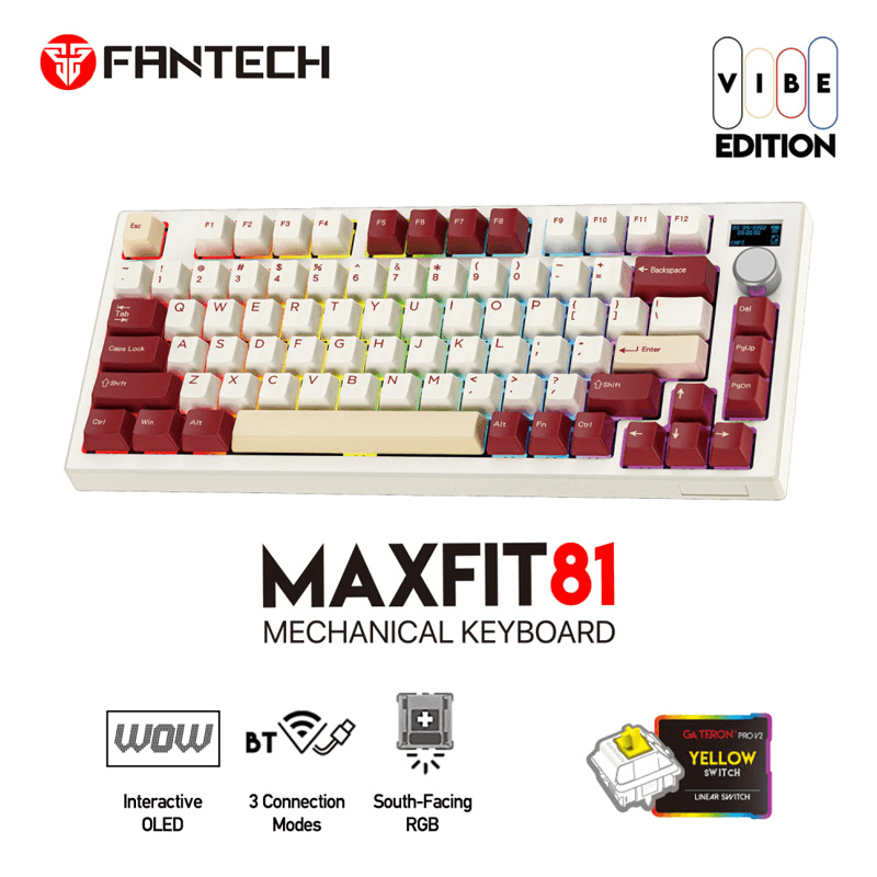Selected image for FANTECH Tastatura Mehanička Gaming MK910 RGB Vibe Maxfit 81 Royal Prince Wireless (Yellow switch)