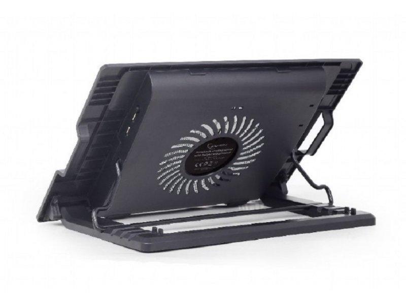 Slike GEMBIRD NBS-1F17T-01 Postolje sa hladnjakom za laptop do 17 inča, 15cm ventilaror, podešavanje visine, LED