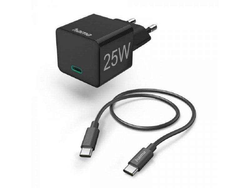HAMA Mini Brzi Punjač Sa USB-C Kablom, PD, 25W, 1.5m Crni 201623