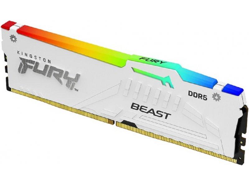 KINGSTON DIMM DDR5 RAM Memorija, 16GB, 5.200MHz FURY Beast White RGB XMP (KF552C40BWA-16)