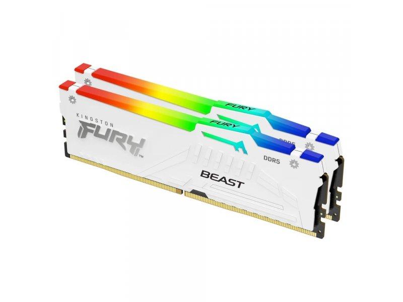 KINGSTON RAM memorija DDR5 64GB FURY Beast White RGB XMP 2x32GB 6000MHz KF560C40BWAK2-64