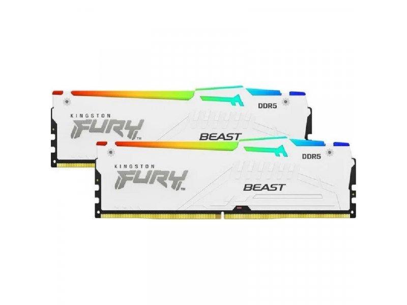 KINGSTON RAM memorija DIMM DDR5, 32GB (2x16), 5.200MHz, FURY Beast White RGB XMP (KF552C40BWAK2-32)