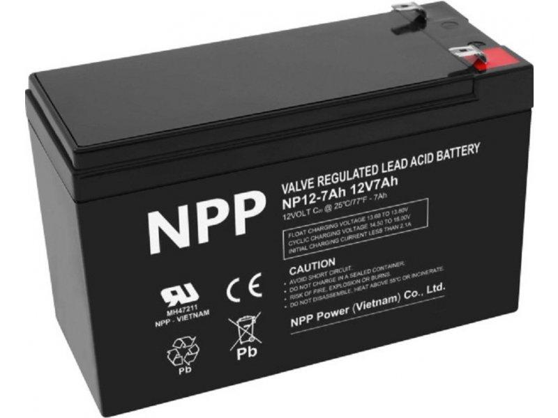 NPP NP12V-7Ah, AGM Baterija za UPS C20=7AH, T1, 151x65x94x100