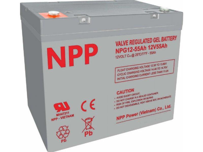 NPP NPG12V-55Ah, Gel Baterija za UPS C20=55AH, T14, 230*138*208*212