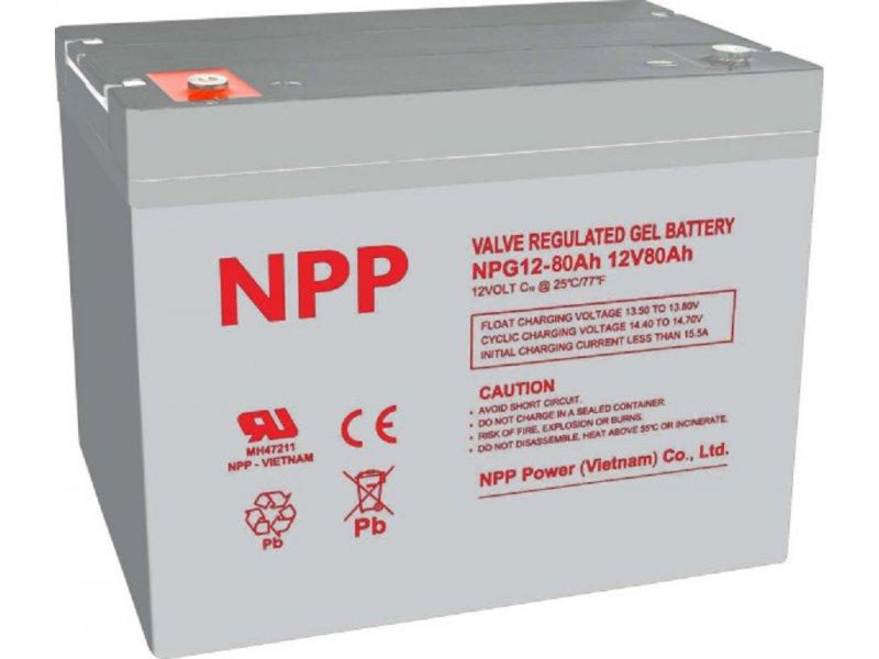 NPP NPG12V-80Ah, Gel Baterija za UPS C20=80AH, T16, 330x171x214x220